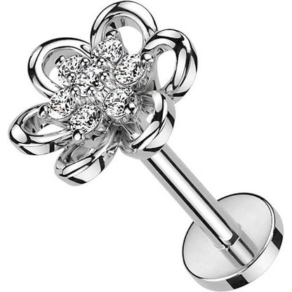 Labret Blume Zirkonia Innengewinde