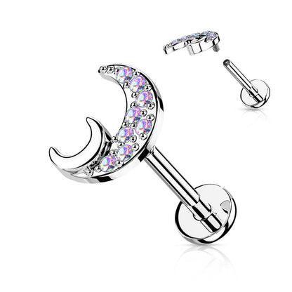 Labret Lune Zircone Filetage Interne