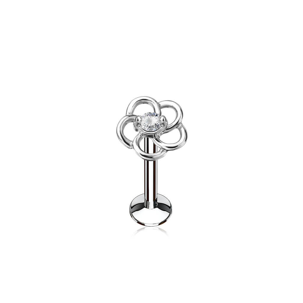 Labret Flower Zirconia Internally Threaded