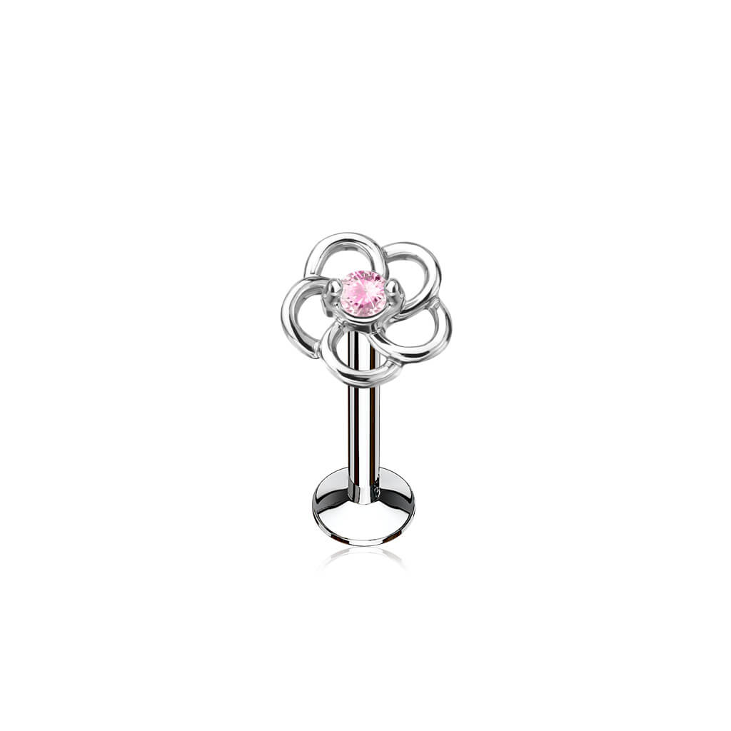 Labret Blume Zirkonia Innengewinde