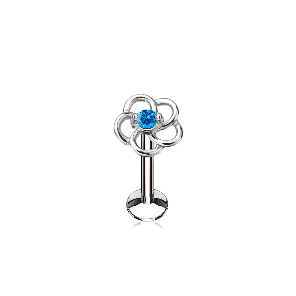 Labret Flower Zirconia Internally Threaded