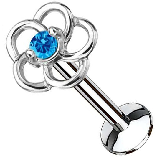 Labret Blume Zirkonia Innengewinde