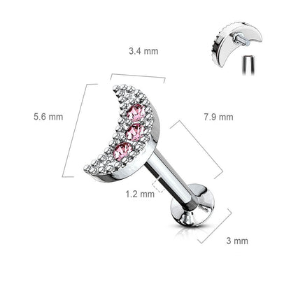 Labret Mond Zirkonia Innengewinde