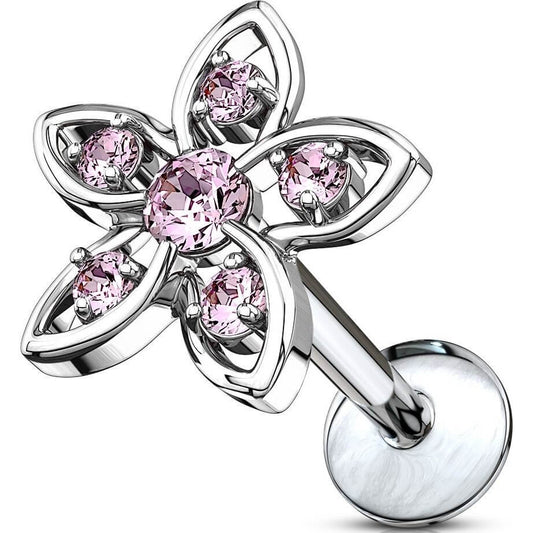 Labret Blume Zirkonia Innengewinde