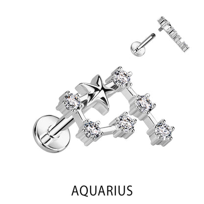 Signo del zodiaco Circonita Plata Rosca interna Labret