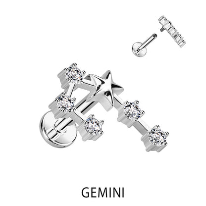 Signo del zodiaco Circonita Plata Rosca interna Labret