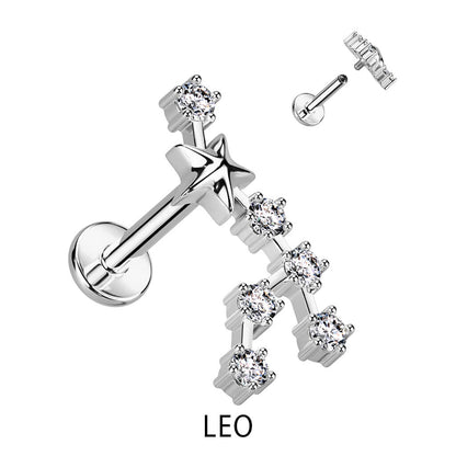 Signo del zodiaco Circonita Plata Rosca interna Labret