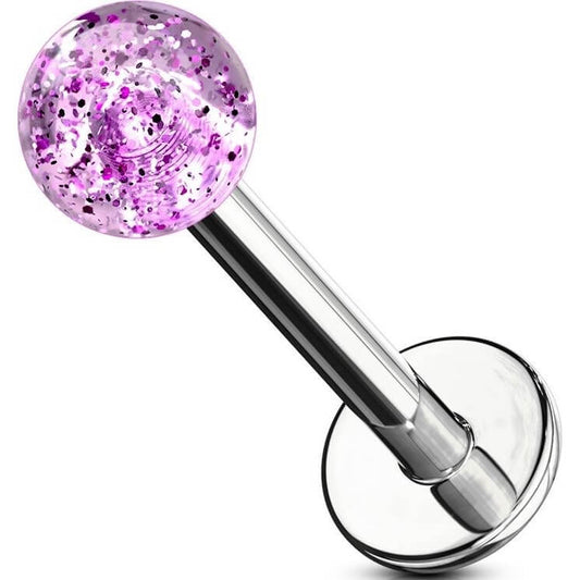 Labret akrylowa kulka glitter