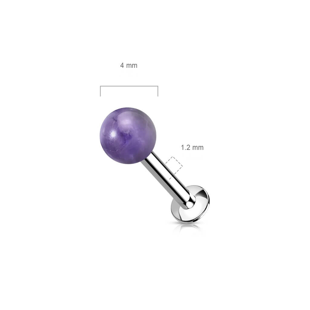 Labret Kugel Halbedelstein Innengewinde