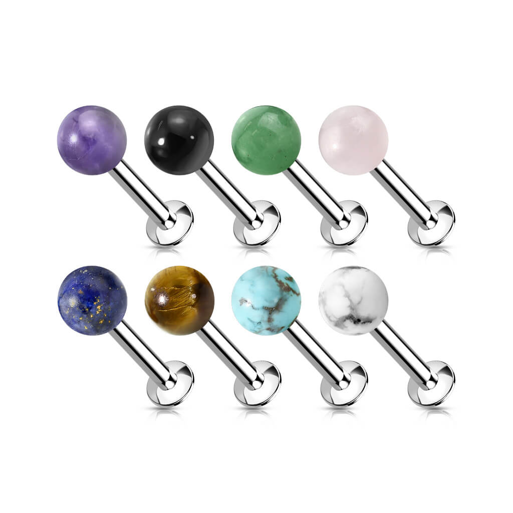 Labret Ball Semi-Precious Stone Internally Threaded