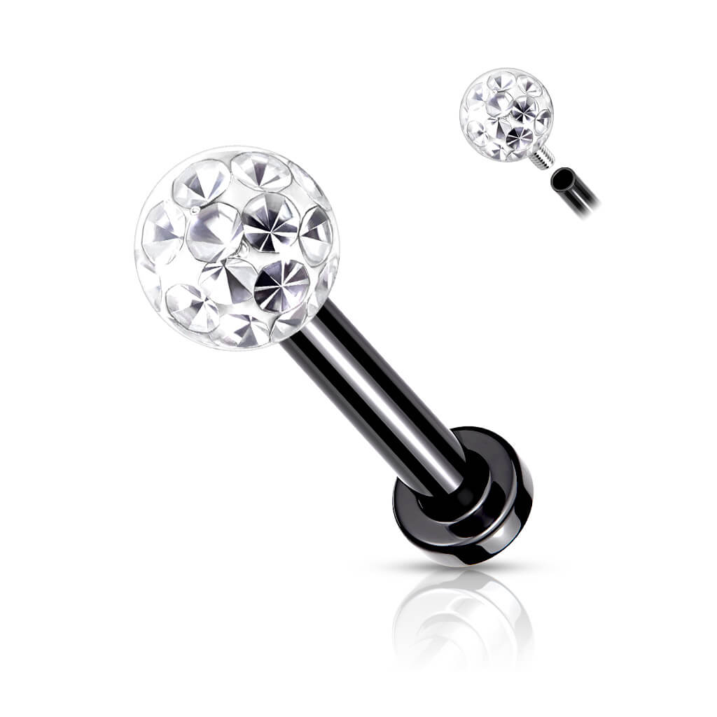 Labret Bille Zircone Filetage Interne