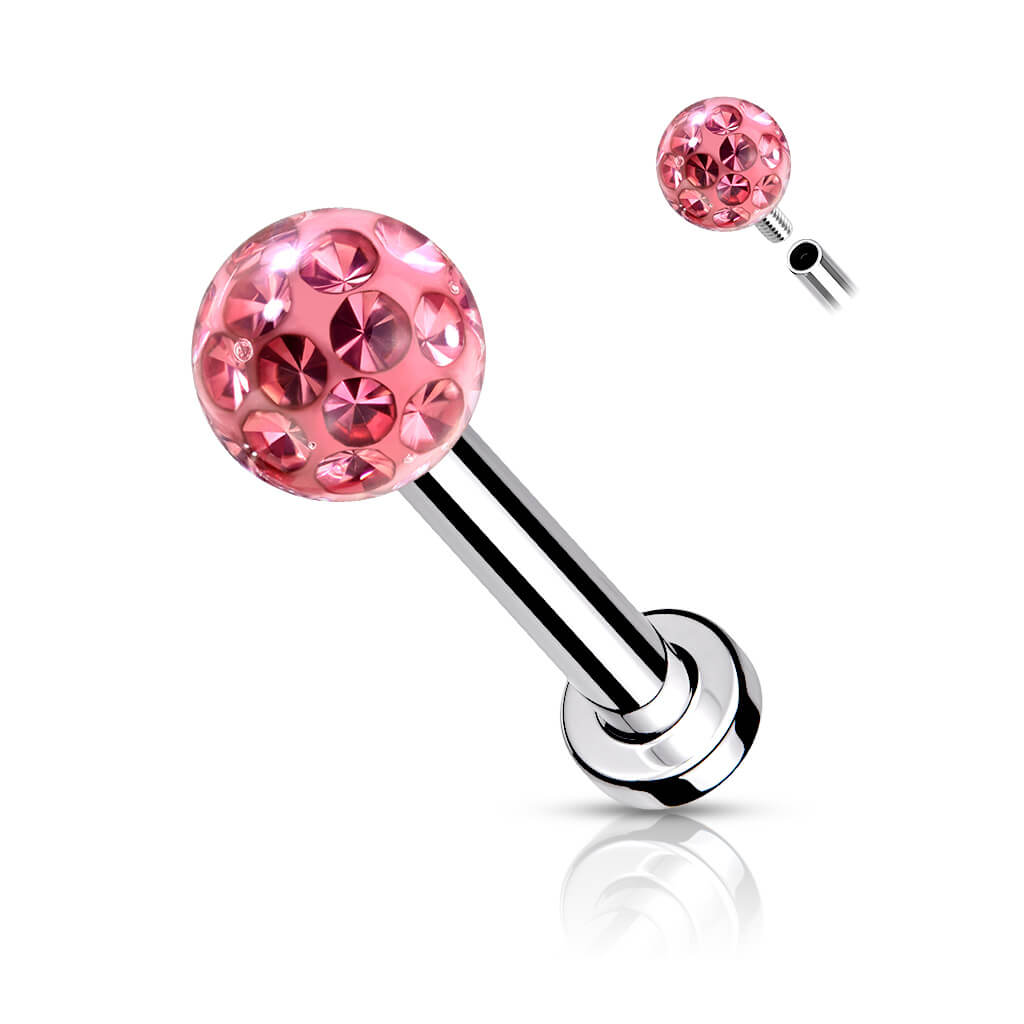 Labret Bille Zircone Filetage Interne