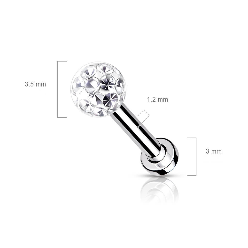 Labret Kugel Zirkonia Innengewinde