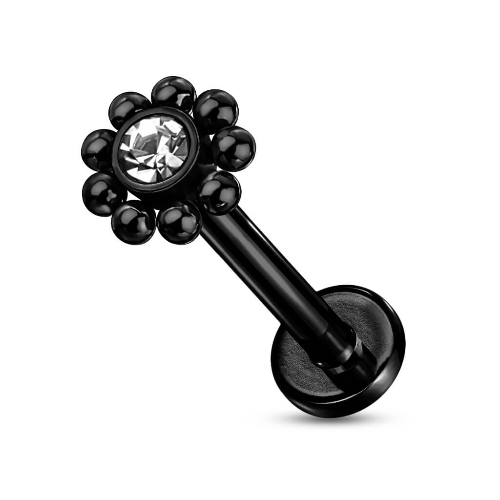 Labret Flower Zirconia Internally Threaded