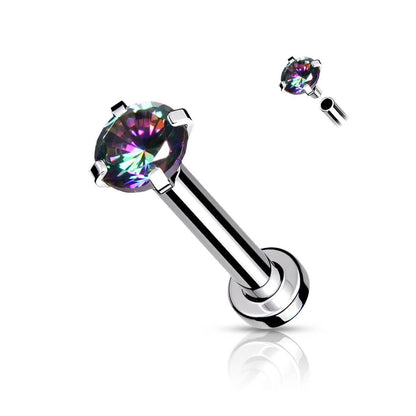 Labret Zircone con incastonatura d´argento Filettatura Interna