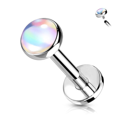 Labret Illuminating Flat synthetic Stone Internally Threaded