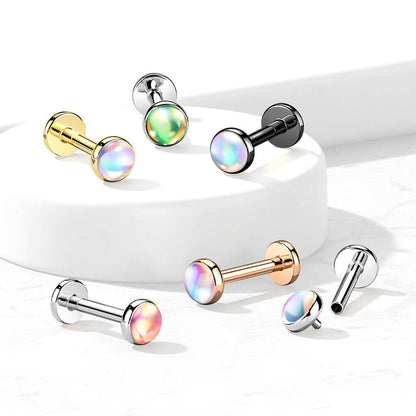 Labret Illuminating Flat synthetic Stone Internally Threaded