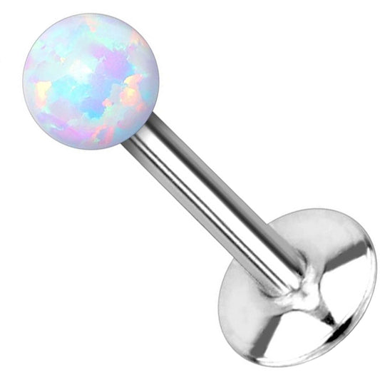 Labret Opale Sphérique Argent Filetage Interne