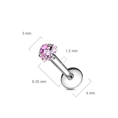 Labret Zircone a cuore Filettatura Interna