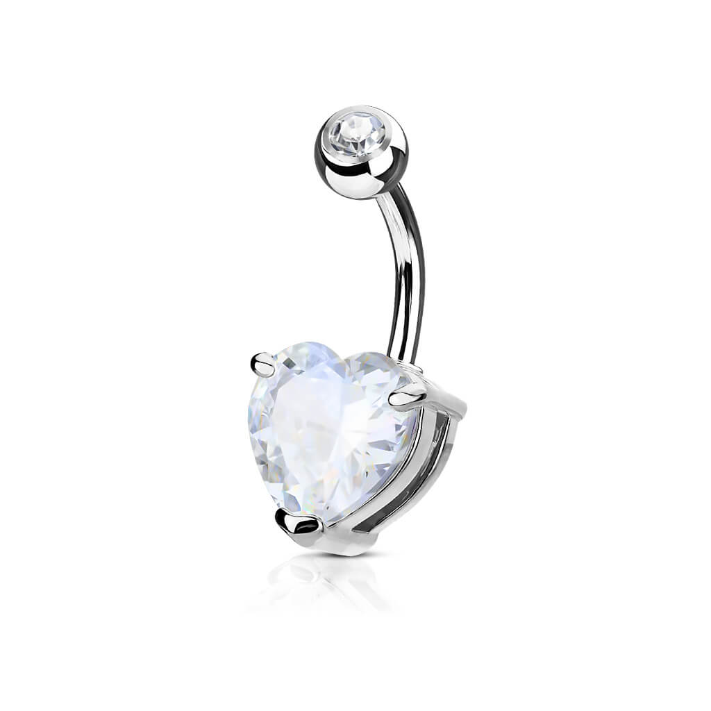 Belly Button Piercing Heart Zirconia