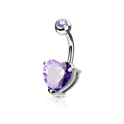 Belly Button Piercing Heart Zirconia