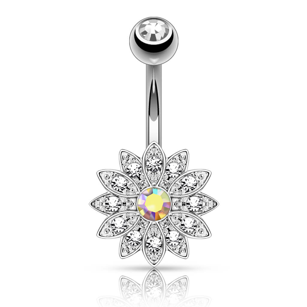 Belly Button Piercing Flower Zirconia