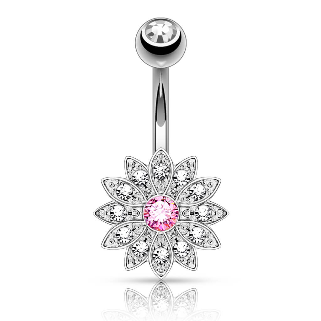 Bauchnabelpiercing Blume Zirkonia