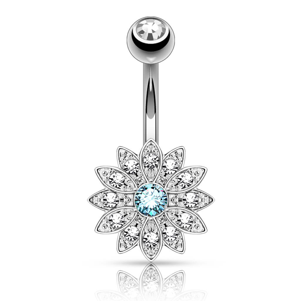 Piercing Nombril Fleur Zircone