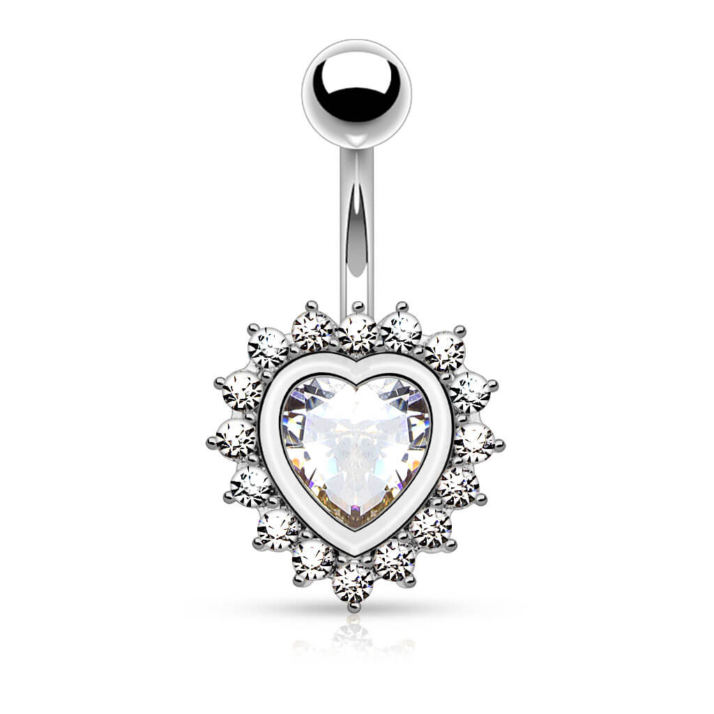 Belly Button Piercing Heart Zirconia