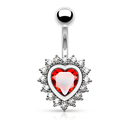 Belly Button Piercing Heart Zirconia