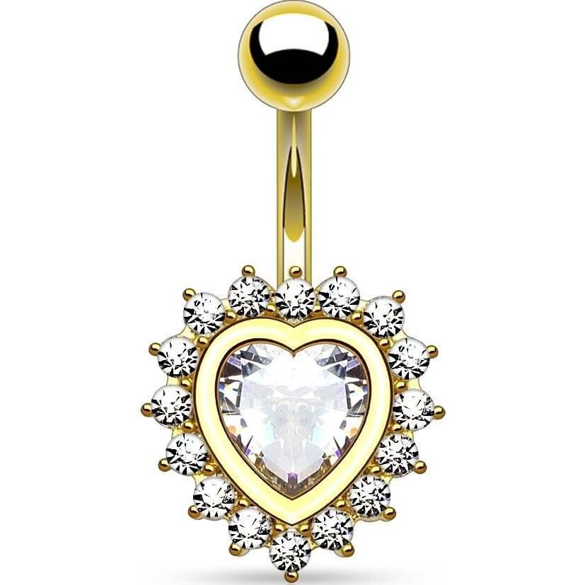 Belly Button Piercing Heart Zirconia