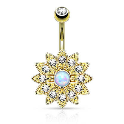 Bauchnabelpiercing Blume Zirkonia Opal