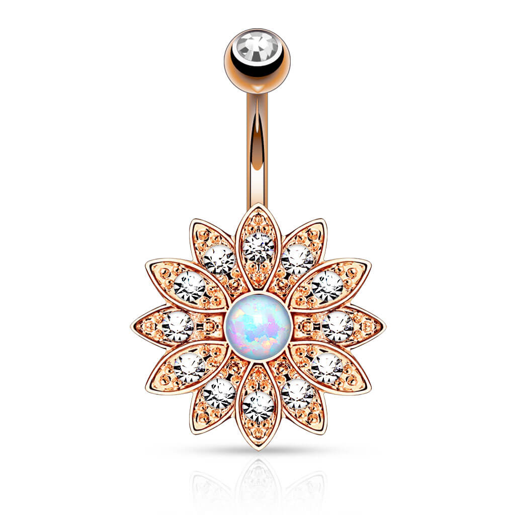 Bauchnabelpiercing Blume Zirkonia Opal