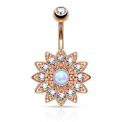 Bauchnabelpiercing Blume Zirkonia Opal