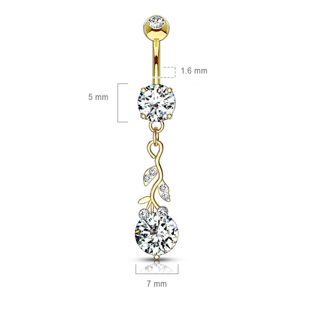 Piercing Nombril Pendentif Feuille Zircone