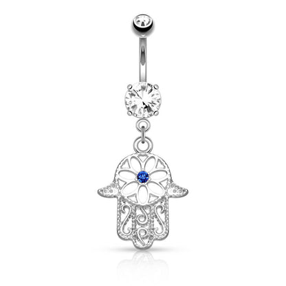 Belly Button Piercing Hamsa dangle Zirconia