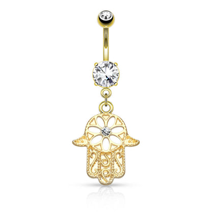 Belly Button Piercing Hamsa dangle Zirconia