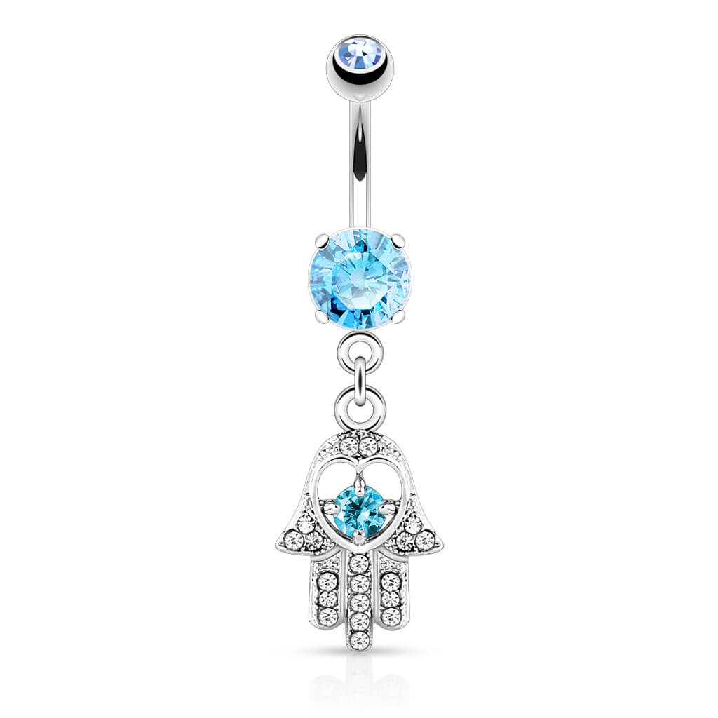 Bauchnabelpiercing Hamsa beweglich Zirkonia Silber