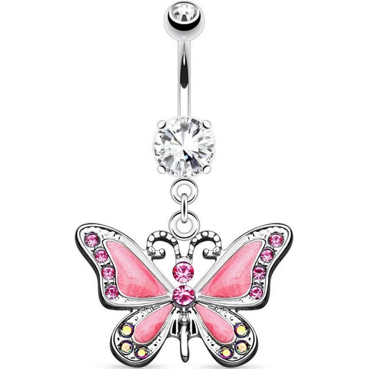 Belly Button Piercing Butterfly dangle Zirconia