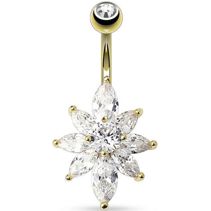 Belly Button Piercing Flower Zirconia