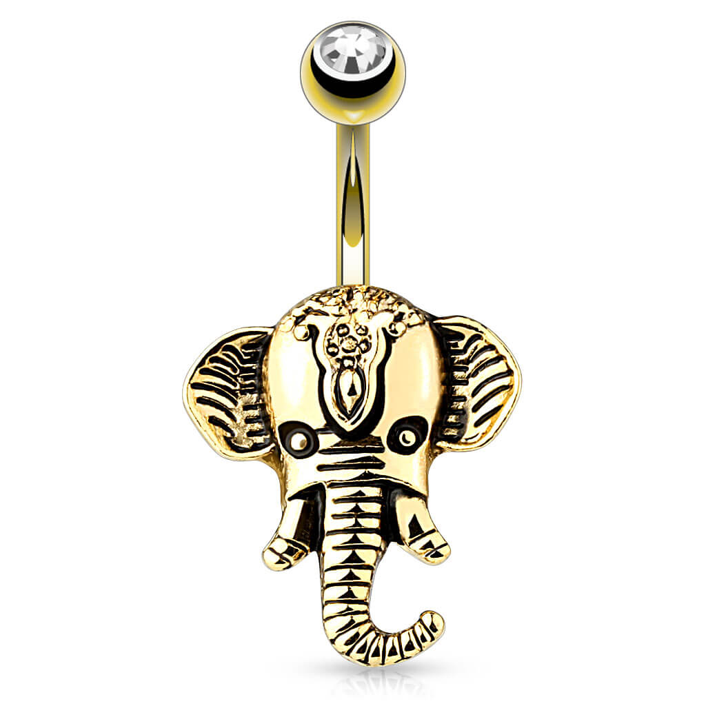 Piercing Ombelico Zircone con elefante