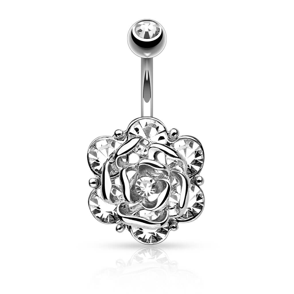 Piercing Nombril Rose Zircone