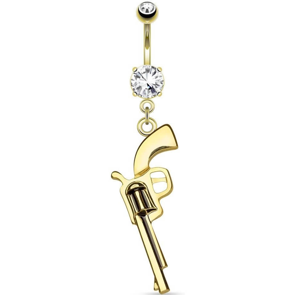 Piercing Nombril Pendentif Revolver Zircone