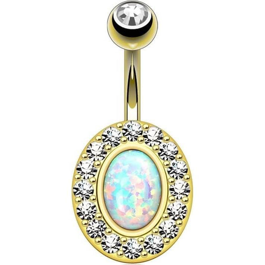 Bauchnabelpiercing Opal Oval Zirkonia Gold