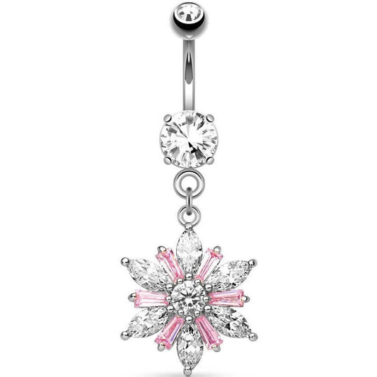 Belly Button Piercing Flower dangle Zirconia