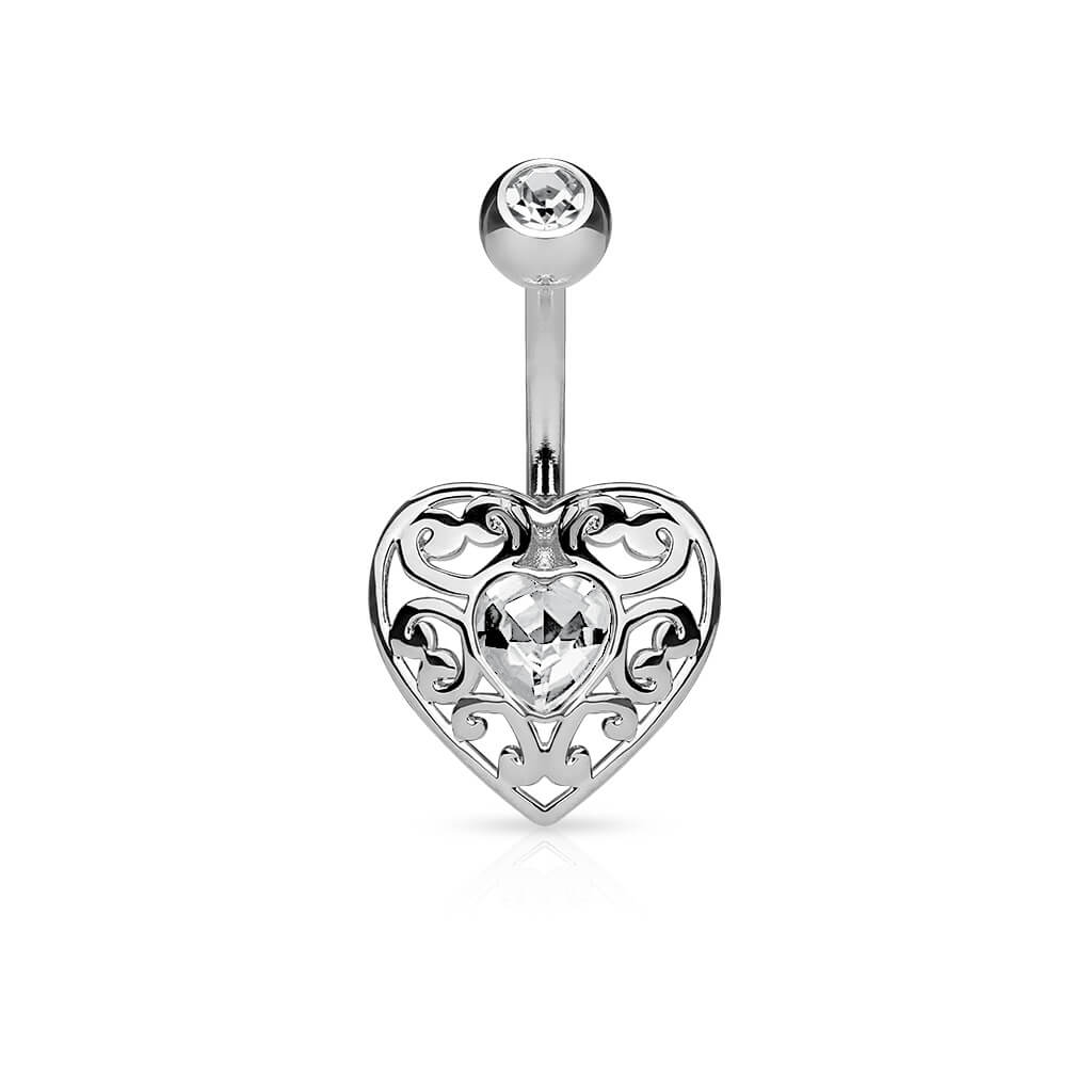 Piercing Ombelico Cuore di zirconi