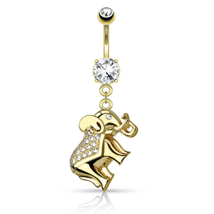 Belly Button Piercing Elephant dangle Zirconia