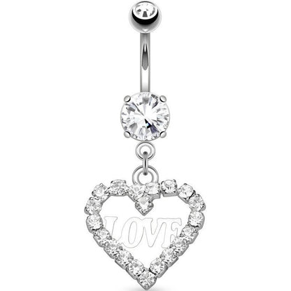 Piercing Ombelico Cuore di zirconi pendente