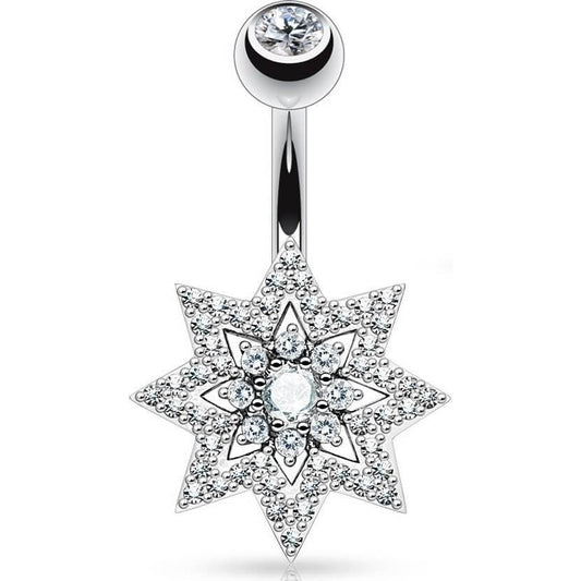 Piercing Ombelico Stella d´argento e zirconi