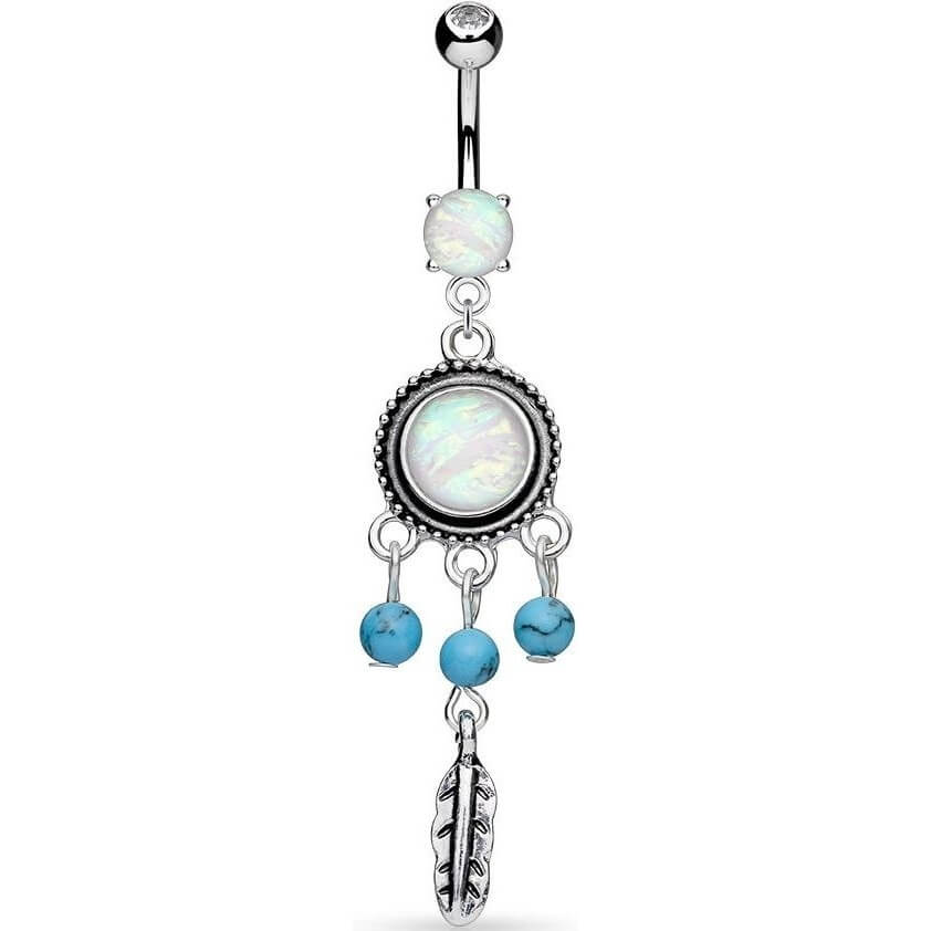 Belly Button Piercing Dream Catcher dangle Opal